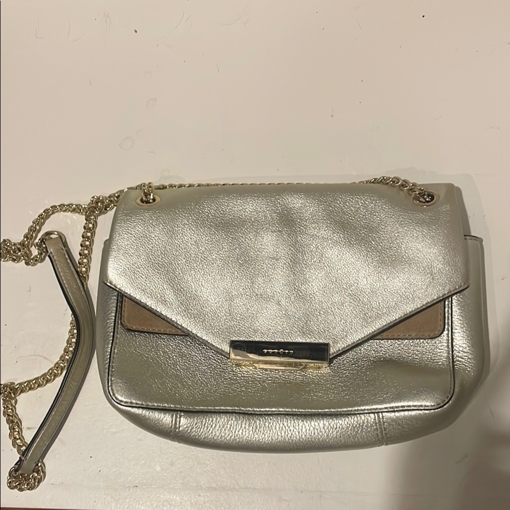Sandro Silver Crossbody Bag with Chain Strap